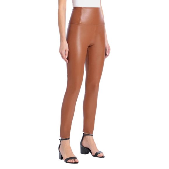 Women's Bagatelle Brown/Saddle Camel Leather Leggings - Picture 3 of 5